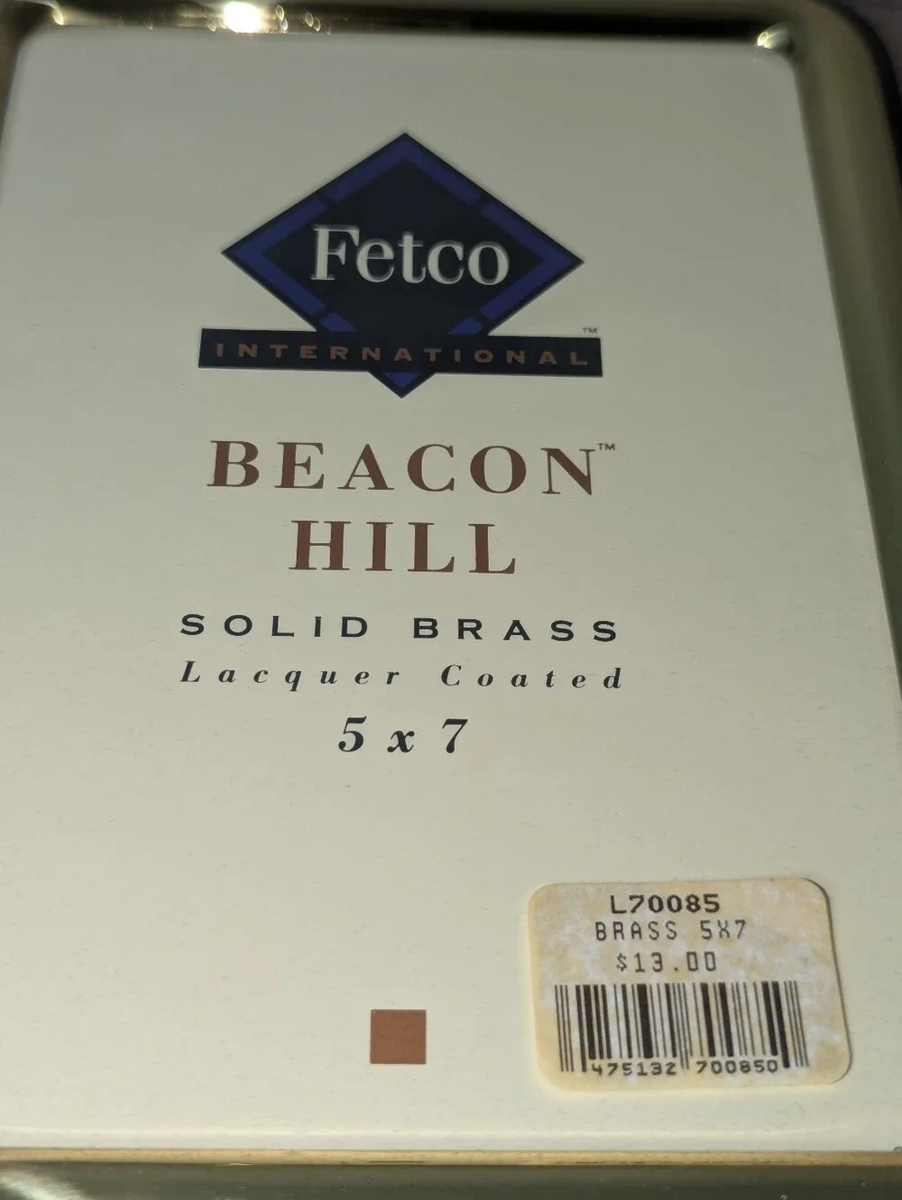 NWT Fetco Brass Beacon Hill 5x7 Picture Frame - Gold Tone